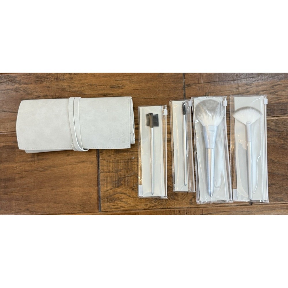 Bellame 4 Piece‎ Luxury set of Makeup Brushes + Artistry Roll-Up Holder NEW